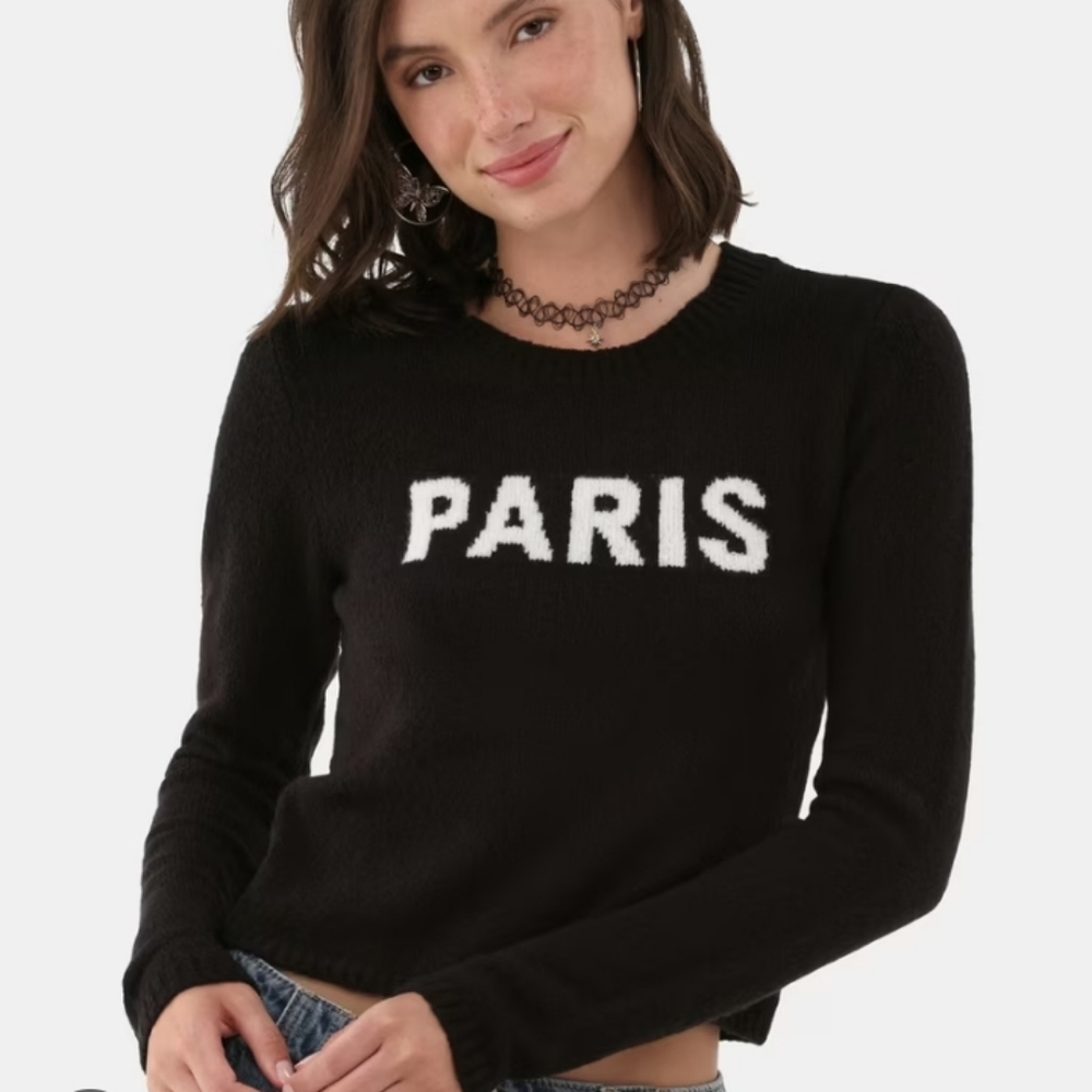 NOBO Paris Print Blk Crew Neck Sweater Sz XS